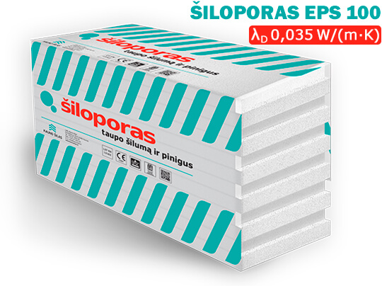 SILOPORAS_EPS_100 Polistireninis putplastis EPS100, 100 x 100 cm, lygūs kraštai (storiai 50 - 300 mm) - Image 1