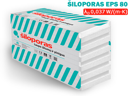SILOPORAS_EPS_80 Polistireninis putplastis EPS80, 100 x 100 cm, lygūs kraštai (storiai 50 – 300 mm) - Image 1